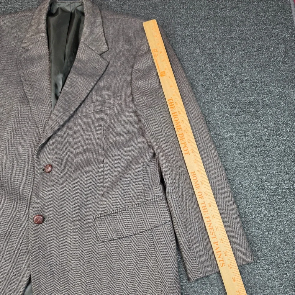 Savile Row Sport Coat Brown Herringbone Mens 44R Wool Blazer Formal Casual Wear